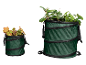 Deux sacs de jardin pliables de tailles différentes remplis de plantes.