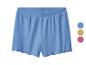 Shorts en côtes bleues, détail festonné.