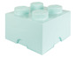 Une boîte de rangement LEGO bleu clair en forme de grande brique LEGO.
