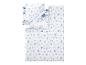 Parure de lit blanche avec motif floral et feuilles bleues