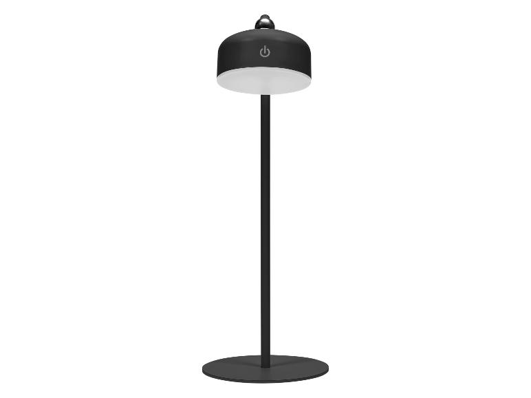 Lampadaire noir avec lumière blanche et bouton d'alimentation
