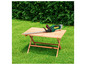Une taille-haie Parkside sur une table en bois dans l'herbe.