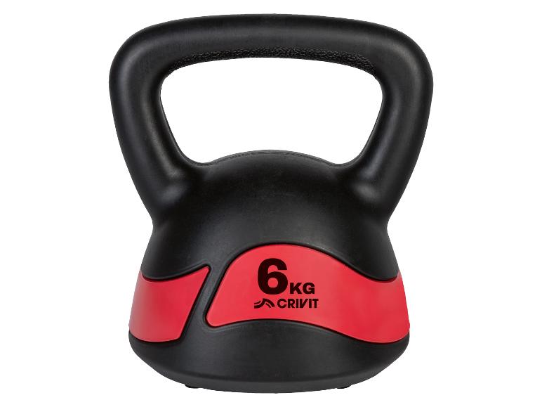 Une kettlebell noire Crivit de 6 kg.