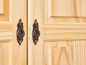 Deux portes en bois avec des poignées en laiton anciennes.