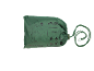 Poncho de pluie vert taille unique, pliable, avec cordon de serrage.