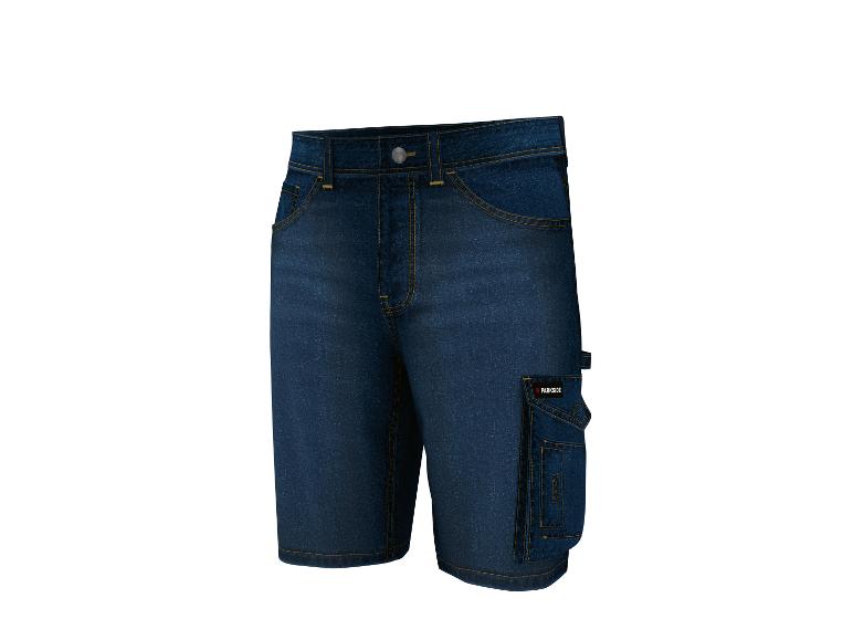Shorts de travail en jean bleu foncé Parkside avec poches cargo latérales.