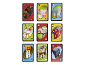 Neuf cartes sur le thème de Minecraft avec différents personnages et chiffres.