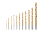 Ensemble de forets en titane de différentes tailles.