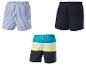 Shorts rayés, shorts unis et shorts multicolores.