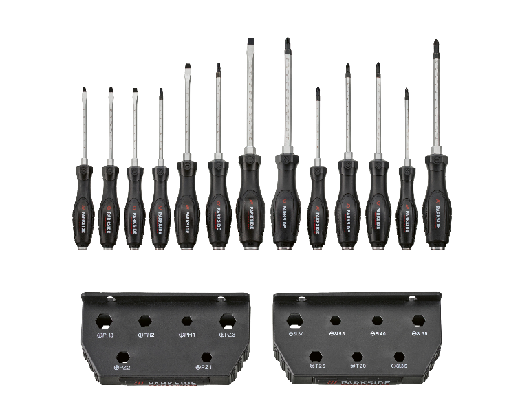 Jeu de tournevis à frapper PARKSIDE PERFORMANCE® avec supports.