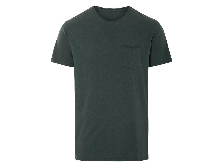 T-shirt à poche, coupe classique, couleur vert foncé.