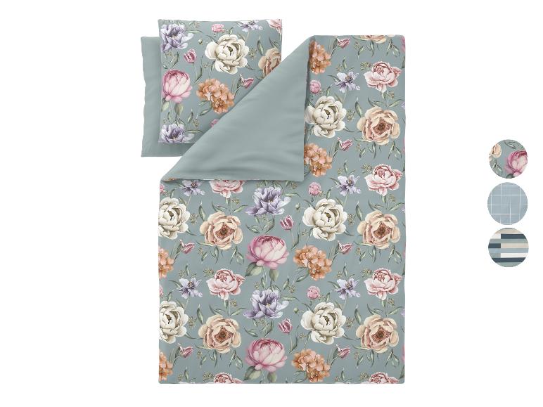 Parure de lit à motif floral et drap uni, avec échantillons de couleurs.