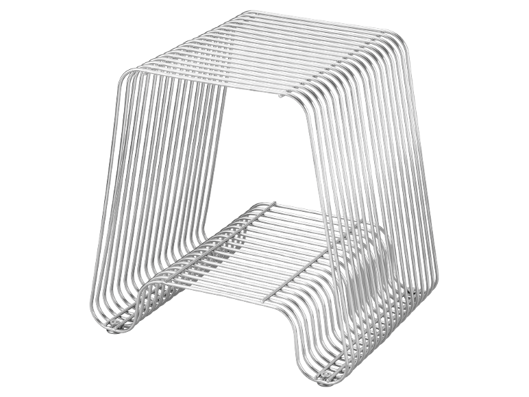 Tabouret ou table d'appoint en métal chromé avec un design à barres incurvées