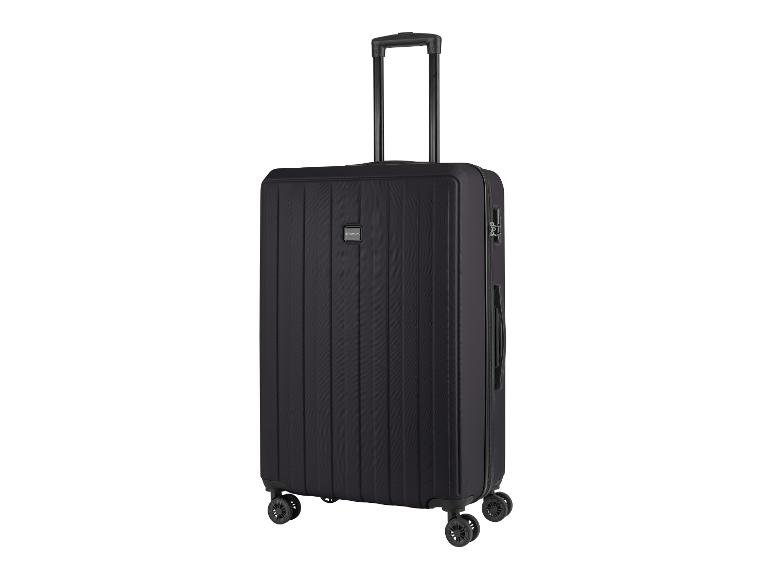 Une valise noire Topmove à roulettes.