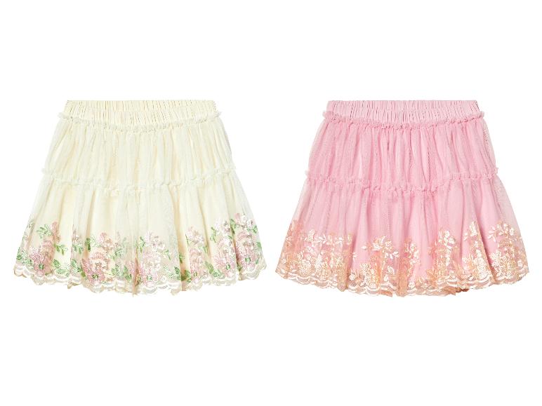 Deux jupes pour filles en tulle avec broderie florale.