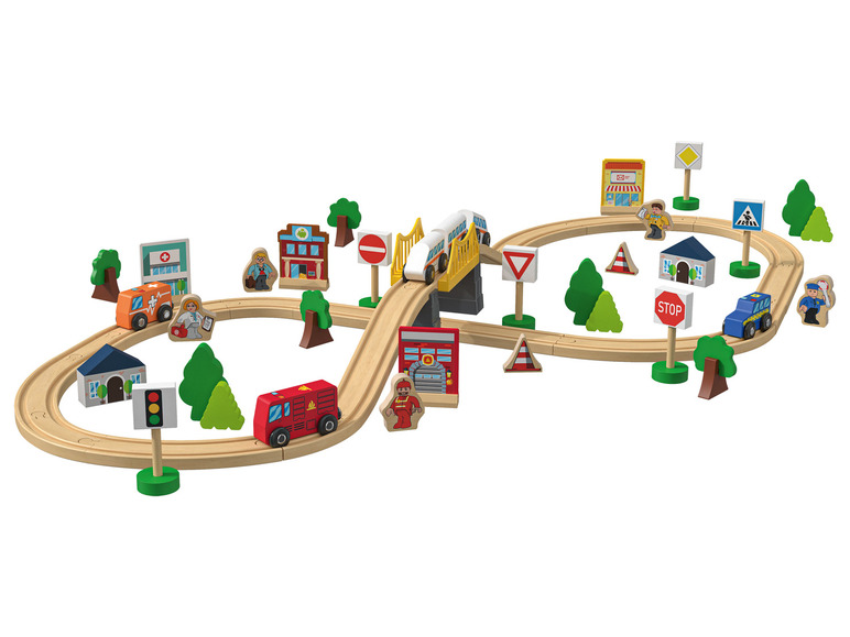 Aller en mode plein écran : Playtive Set de chemin de fer en bois - Image 1