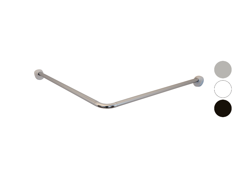 Support d'angle pour barre de douche en plusieurs couleurs.