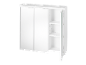 Armoire de salle de bain blanche avec miroir et étagères.