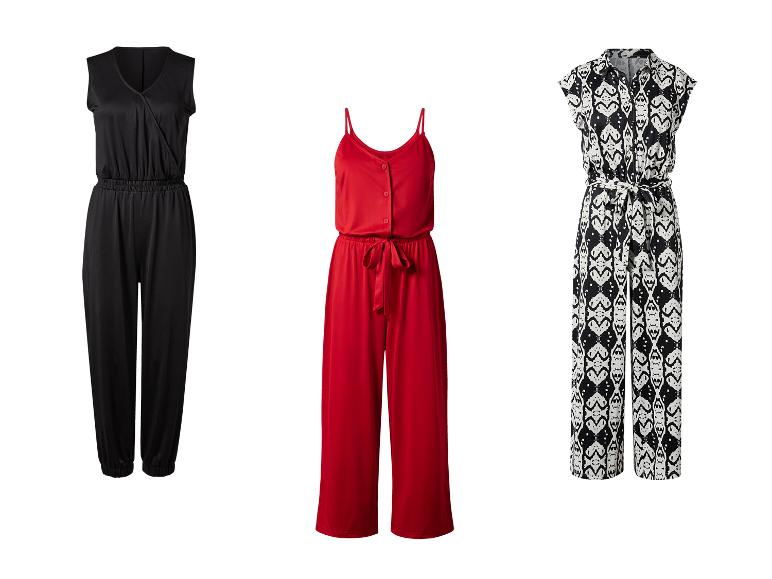 Trois combinaisons pour femmes : noire, rouge et à motifs.