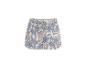 Shorts femme avec motif cachemire bleu et rose.