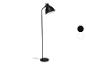 Lampe sur pied noire avec abat-jour rond.