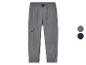 Pantalon cargo gris avec taille élastique.