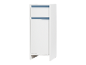 Armoire blanche avec détails bleus.