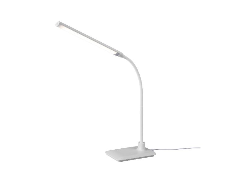 Lampe de bureau LED blanche avec bras flexible et base rectangulaire