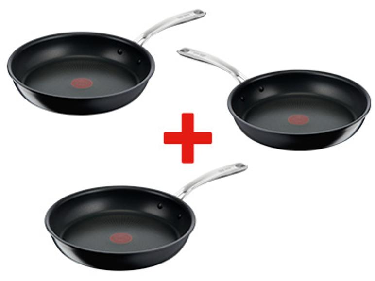 Trois poêles Tefal pour la cuisine.