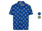 Une chemise bleue à manches courtes avec un motif du logo Lidl.