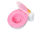 Pot pour enfant rose et blanc avec couvercle rose translucide orné d'une licorne