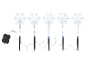 Cinq piquets lumineux en forme de flocon de neige avec minuterie à piles.