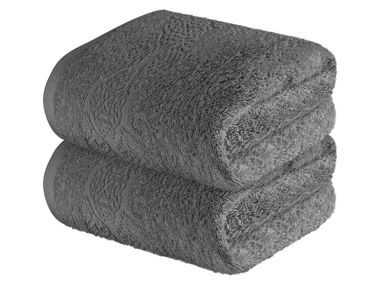 Aller en mode plein écran : LIVARNO home Set de 2 serviettes de toilette en éponge, 50 x 100 cm - Image 2