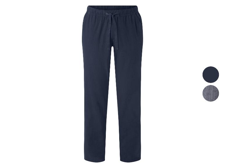 Pantalon femme bleu marine à cordon de serrage, avec une option de couleur grise texturée.