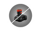 Un chargeur noir avec une batterie rouge.
