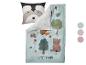 Parure de lit enfant avec oreiller renard et housse de couette animaux de la forêt.