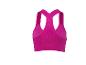 Soutien-gorge de sport rose avec bretelles croisées dans le dos.
