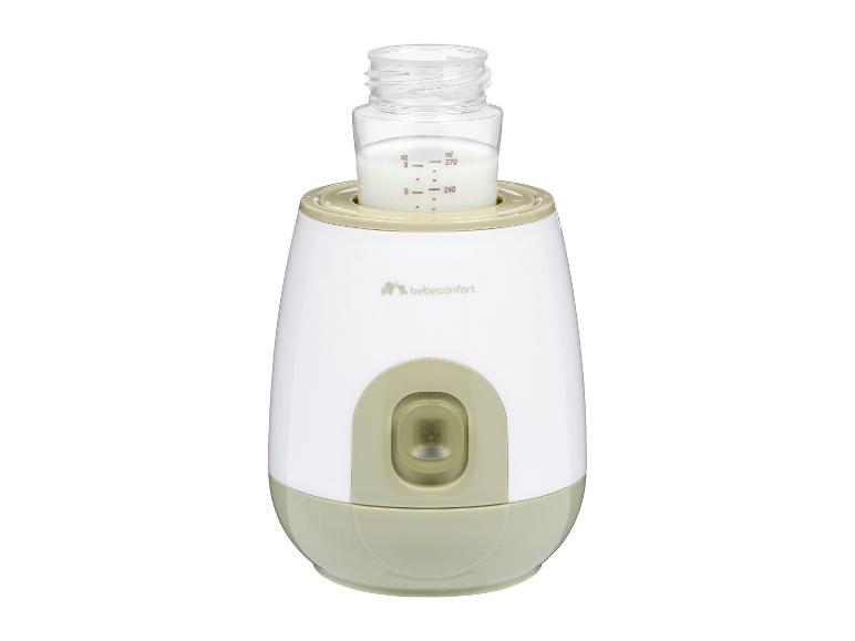 Chauffe-biberon électrique express BEBECONFORT avec un biberon inséré.