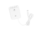 Moniteur de qualité de l'air rectangulaire blanc avec cordon d'alimentation et fiche à deux broches.