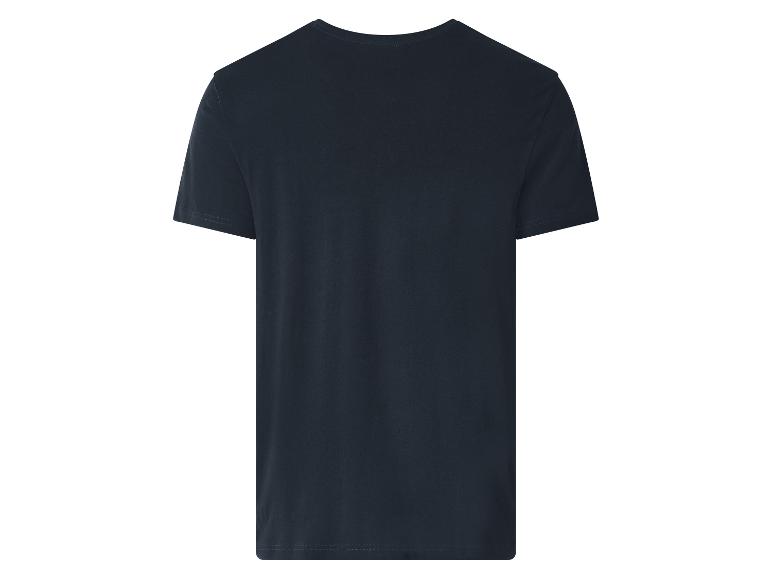 Dos d'un t-shirt homme bleu foncé à manches courtes.