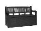 Un banc de jardin en bois noir avec rangement.