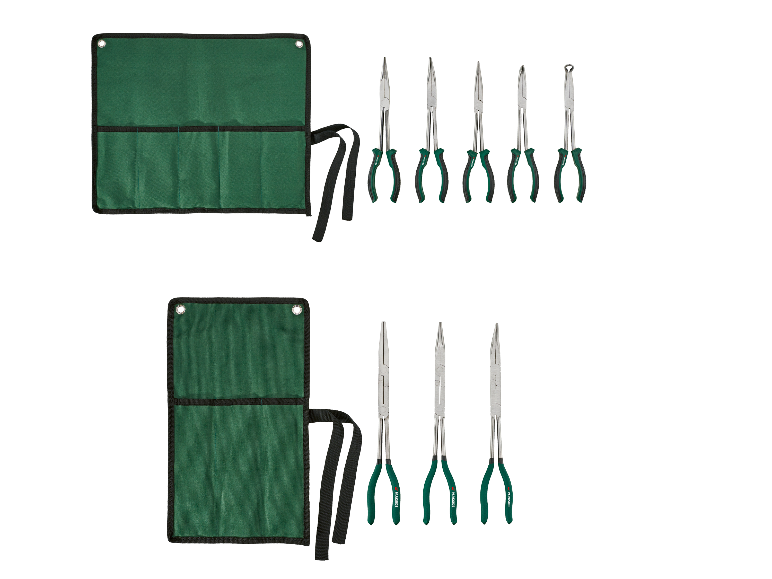 PARKSIDE® Jeu de pinces à bec long ou de pinces à double articulation avec pochette de rangement.