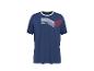 T-shirt bleu marine avec motif à rayures bleues, blanches et rouges