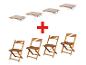 Ensemble de 4 chaises pliantes en bois et 4 coussins.