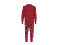 Pyjama rouge pour enfants à manches longues avec motif d'oursons sur le pantalon, vue arrière
