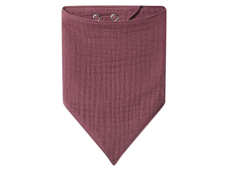 Bavoir bandana en mousseline bordeaux avec boutons-pression.