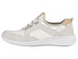 Des baskets blanches avec des lacets et un accent beige.