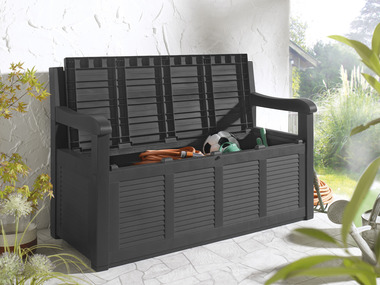 LIVARNO home Banc de jardin avec coffre de rangement, 280 L, en plastique