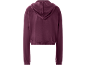 Sweat à capuche en velours bordeaux pour femme, vue arrière.