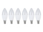 Six ampoules LED bougies blanches